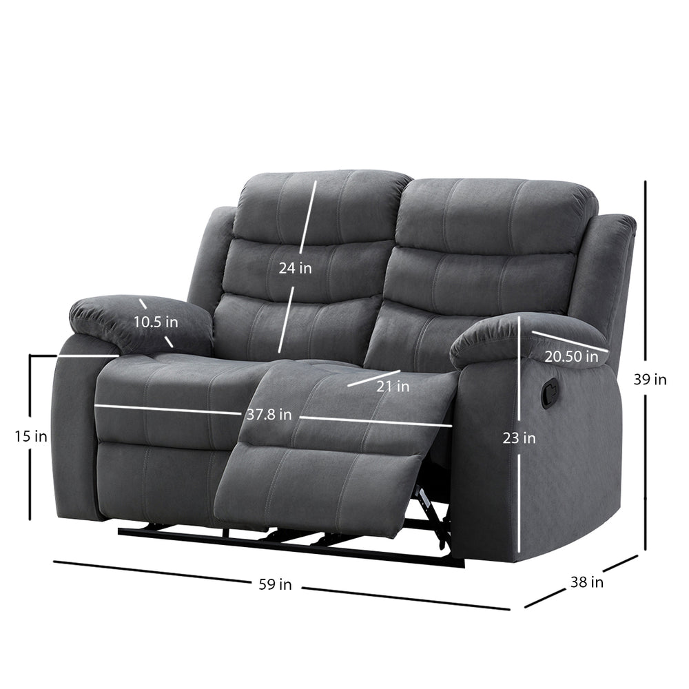 English Elm 2-Speed Lumbar Massage Recliner Loveseat with Manual Footrest, Easy-Clean Polyester, Durable Frame (Dark Gray) B347P404584