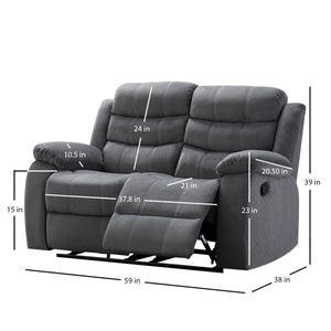 English Elm 2-Speed Lumbar Massage Recliner Loveseat with Manual Footrest, Easy-Clean Polyester, Durable Frame (Dark Gray) B347P404584
