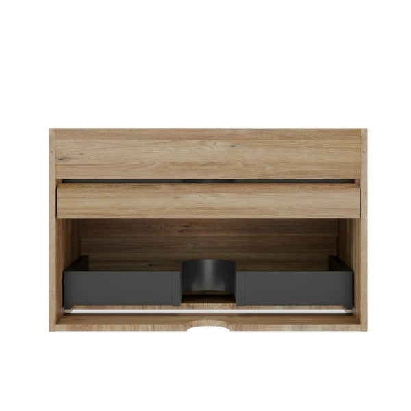 English Elm Grace Wall Mounted Oak Veneer Floating Vanity with Soft Close Drawers for Modern Bath W1865P352852
