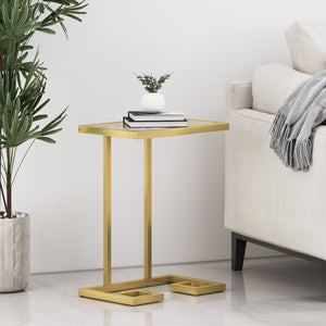 English Elm Christopher Knight Home® - END TABLE Gold C-Shape Modern Glam Iron Frame with Tempered Glass & Greek Accents, 18"W x 24.5"H 68988.00