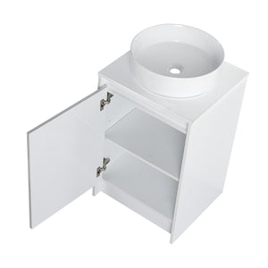 English Elm 32" Modern Freestanding Bathroom Vanity With Art Ceramic Sink & Small Storage Cabinet - Glossy White W999S00432