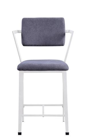 English Elm Cargo Gray Upholstered Counter Stools with White Iron Frames for Kitchen Islands B2726P457617