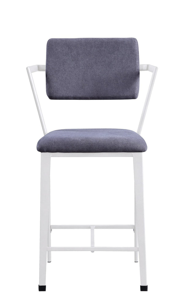 English Elm Cargo Gray Upholstered Counter Stools with White Iron Frames for Kitchen Islands B2726P457617