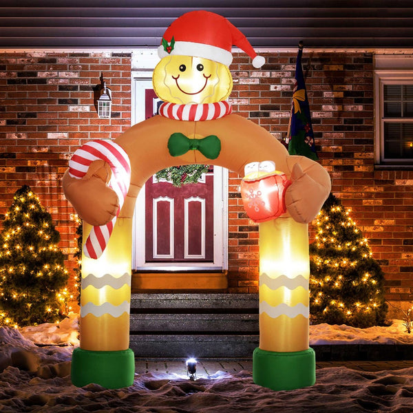 English Elm Outsunny 9.2' Inflatable Gingerbread Man Arch With Led Lights - Whimsical Outdoor Christmas Decor W2225P249973-GIGA