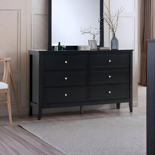 English Elm Daniel Assembled 5-Drawer Chest with English Dovetail Drawers, Metal Hardware & Solid Wood Frame Black 62 L x 40 W x 19 H B078P400751