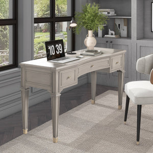 English Elm Jennifer Taylor Home - Dauphin 55" Executive Desk In Grey Cashmere - Stylish Wood Design With 3 Drawers & Gold Accents B2719P238479
