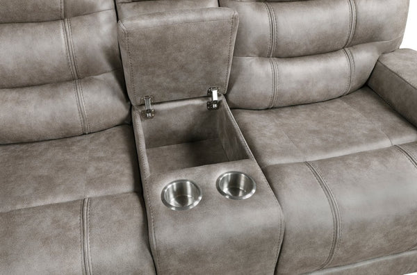 English Elm Modern Dual Reclining Loveseat with Console Pocket Coil Microfiber Living Room Seating B011P228256