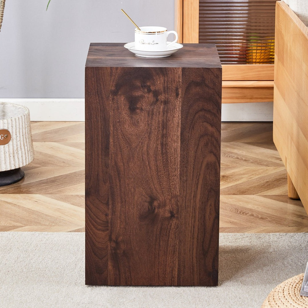 English Elm 12x12x20 Walnut Grain Mdf Accent Pedestal Table for Modern Living Room Decor W1151P408853