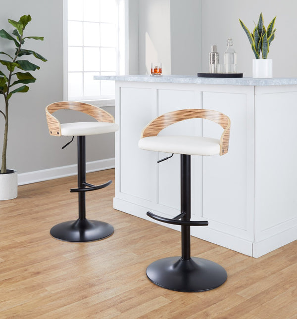 English Elm Adjustable Swivel Barstools Set of 3 Chrome Base Natural Wood Green Fabric Seat Black,White B202S02027
