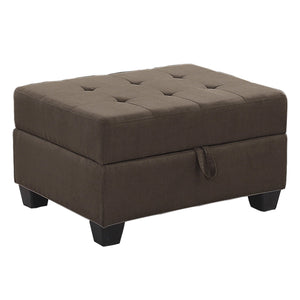 English Elm Modern Maston Storage Ottoman Tufted Top Brown Fabric Upholstery Solid Wood Frame Hidden Lift Top, Stylish Functional Accent for Living Room Chocolate 33.5 L x 24 W x 15.25 H B011P188456