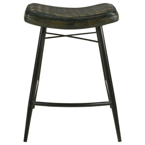 English Elm Ridgeway Channel Tufted Leather Backless Counter Stools Set of 2 for Kitchen Island Espresso B062P440315