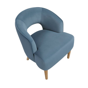 English Elm Luxury Velvet Barrel Accent Chair with Plush Pocket Coil Seat and Solid Wood Legs, Stylish Comfort Blue 27.5 L x 26.5 W x 22 H B011P308022