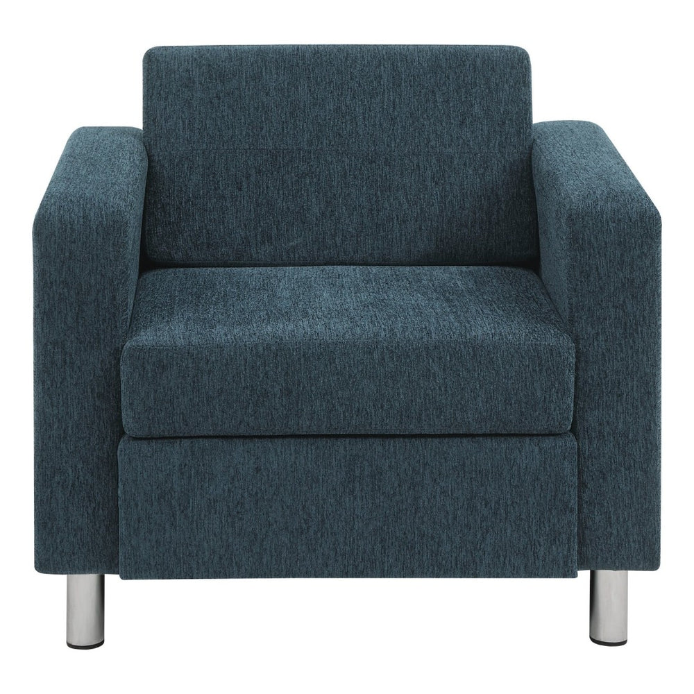 OSP Home Furnishings Pacific Club Armchair with Chrome Legs and Performance Fabric for Modern Living Rooms Armchair Navy PAC51-S76