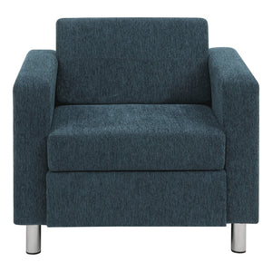 OSP Home Furnishings Pacific Club Armchair with Chrome Legs and Performance Fabric for Modern Living Rooms Armchair Navy PAC51-S76
