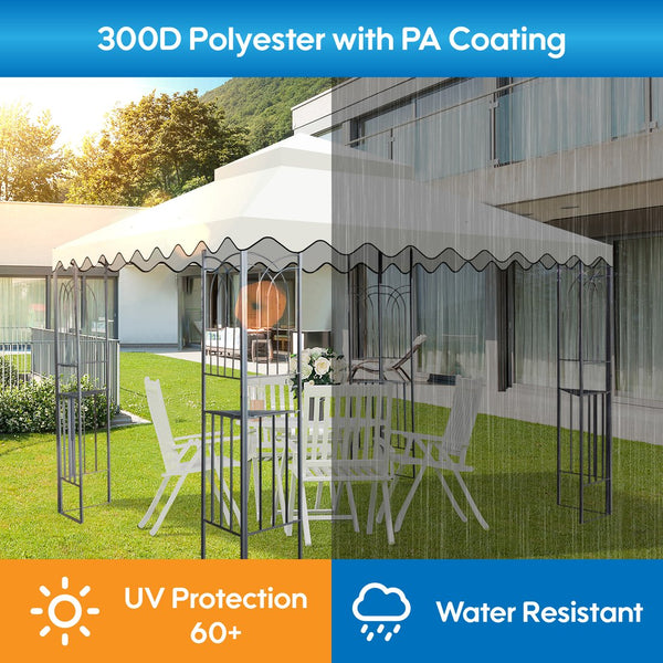 English Elm 10X10 Ft Outdoor Patio Gazebo Replacement Canopy - Durable Double-Tiered Roof Cover, Beige Shade W419P198351