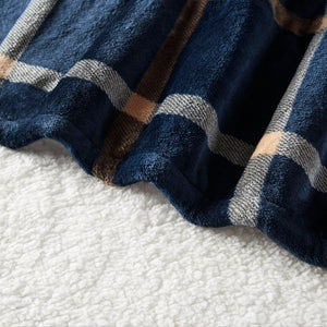 English Elm 1-piece Aztec Heated Throw with 12 Settings Auto Shutoff Soft Ivory Boho Blanket Navy Multi B035P408332