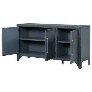English Elm U_Style Versatile Storage Cabinet Sideboard with Solid Pine Legs, Adjustable Shelves, 275 lb Top Capacity Navy Blue WF531505AAV