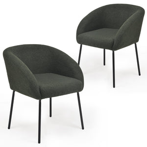 English Elm Kitchen Mid-Century Dining Chairs Set of 2 with Rattan Backrest, Cantilever Aluminum Legs, 300lb Capacity Green T3623P408498