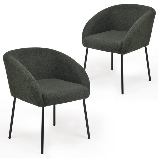 English Elm Kitchen Mid-Century Dining Chairs Set of 2 with Rattan Backrest, Cantilever Aluminum Legs, 300lb Capacity Green T3623P408498