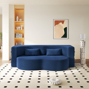 English Elm Modern Corduroy Floor Sofa Foldable Twin Sleeper Foam Filled for Dorms and Playrooms Blue W1885P446603