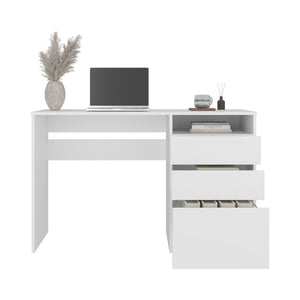 English Elm Kenai White Melamine Computer Desk with Three Drawers and Open Shelf for Home Office B097P474290