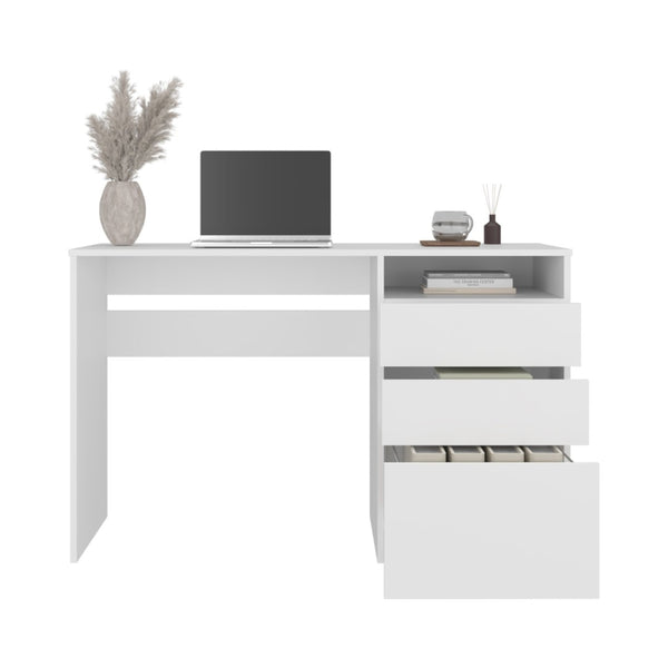 English Elm Kenai White Melamine Computer Desk with Three Drawers and Open Shelf for Home Office B097P474290