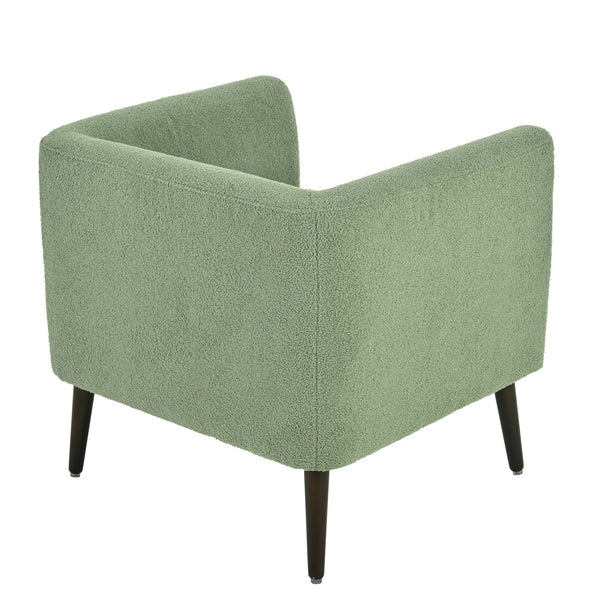 English Elm Modern Accent Chair Upholstered Armchair with Chenille Fabric, Ergonomic Padded Seat, Wood Legs for Living Room Seating Comfort and Stylish Mid Century Flair Green W1028P236497