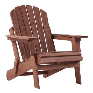 English Elm Oversize Hemlock Wood Folding Adirondack Chair Foldable Patio Seat for Outdoor Decks D720094424