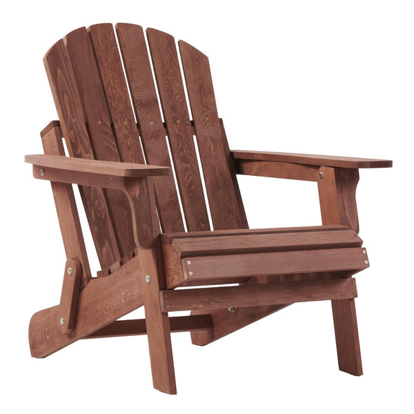 English Elm Oversize Hemlock Wood Folding Adirondack Chair Foldable Patio Seat for Outdoor Decks D720094424