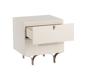 Sunpan Celine Nightstand - Elegant Two-Drawer Design with Antique Brass Feet for a Luxe Bedroom Retreat Small - 19.75W x 17.75D x 20.5H