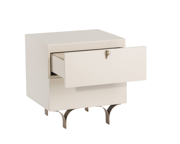 Sunpan Celine Nightstand - Elegant Two-Drawer Design with Antique Brass Feet for a Luxe Bedroom Retreat Small - 19.75W x 17.75D x 20.5H
