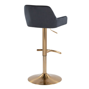 English Elm Daniella Adjustable Barstools Set Of 2 In Plush Black Velvet & Gold Metal - Stylish Swivel Design B202S00822