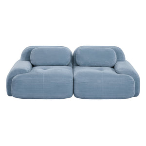 English Elm 82'' Curved Modular Sofa Corduroy Upholstered Two Seat Living Room Lounge Blue W714P323639