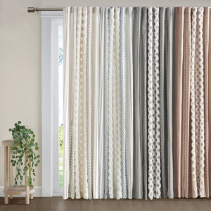 English Elm 1Pc Elegant 50X108" Cotton Curtain Panel With Tufted Chenille Stripes For Light Control & Style B035P341186