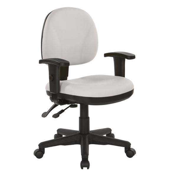 OSP Home Furnishings Sculptured Ergonomic Office Chair with Lumbar Support and Greenguard Certified Padding Snow 8180-R101