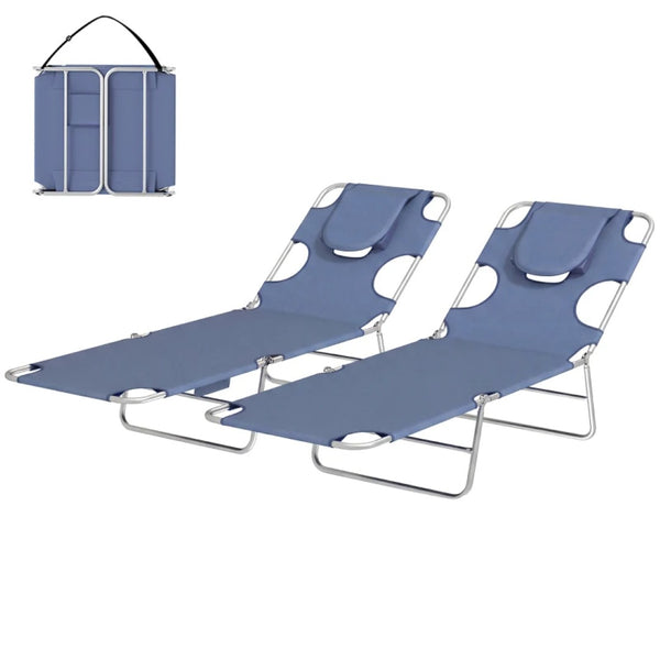 English Elm Handy Tri-fold Outdoor Lounger with Face Cavity Steel Frame Oxford Fabric Tanning Bed Gray T3971P481324