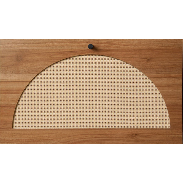 English Elm Rattan, Engineered Rattan 2-Door 1-Drawer Shoe Cabinet with Double Shelves and Pine Wood Feet Durable Finish Walnut W688141533