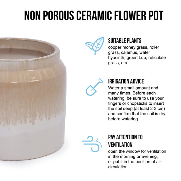 English Elm Set Of 2 Gradient Ceramic Flowerpots - Modern Indoor/Outdoor Planters For Elegant Plant Displays W3273P322301-GIGA