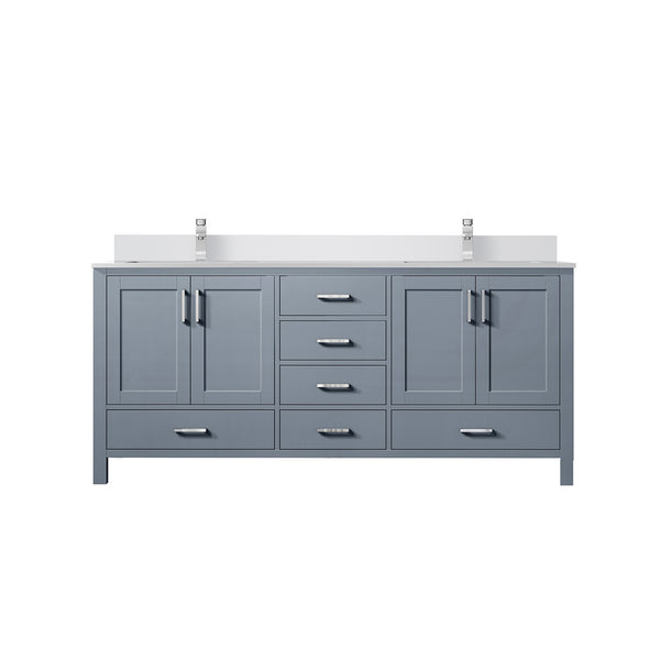 English Elm Dark Grey Double Bath Vanity With Cultured Marble Top & Chrome Faucet - Stylish Storage Solution B2731P259080