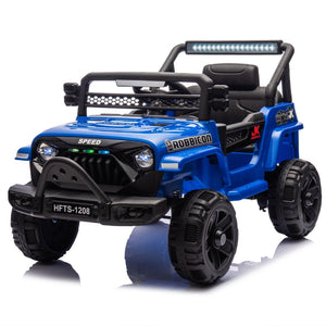 English Elm 12v Kids Electric Ride on Truck with Parental Remote Four Wheel Suspension and Led Lights Blue W1578P187460