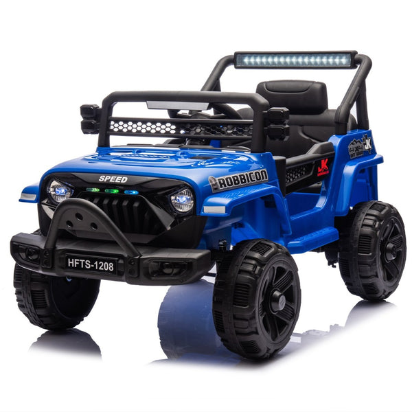 English Elm 12v Kids Electric Ride on Truck with Parental Remote Four Wheel Suspension and Led Lights Blue W1578P187460