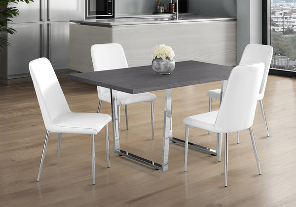 English Elm Dining Table, 60" Rectangular Grey Laminate With Chrome Legs - Modern Centerpiece For Any Space B2710P286990