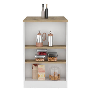 English Elm Portree Kitchen Island With Multi-Functional Design, 3 Shelves For Storage & Stylish Dining Space B200P188817-GIGA