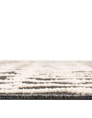 Unique Loom Arlo Lenny Machine Made Tribal Rug Charcoal, Ivory 7' 10" x 7' 10"