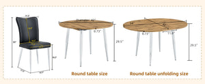 English Elm Table and Chair Set Extendable Round to Oval Wood Grain Mdf with Four Pu Seats W1151S03960