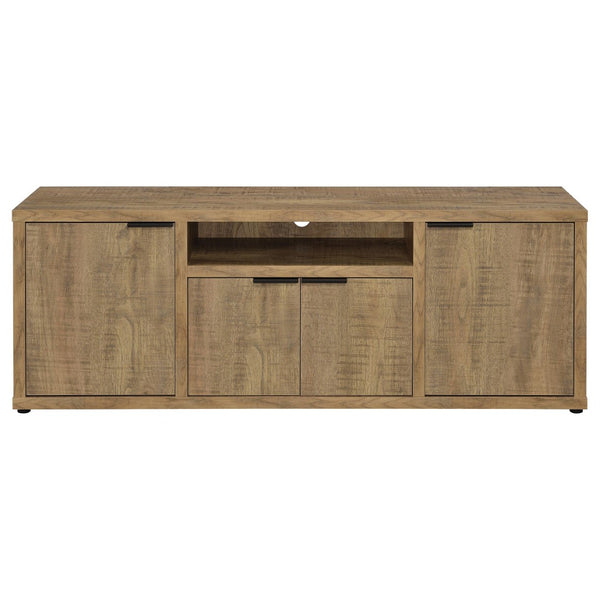 English Elm Noriega Rustic Mango Wood Three Piece Media Wall Unit with Open Shelving Storage B062S01718
