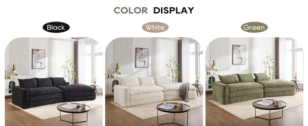 English Elm Modern Minimalist Modular Sectional Sofa - Versatile Upholstered Cloud Couch With Right Chaise In Black W2959S00012