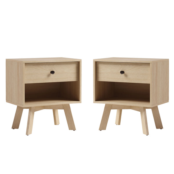 MCM 20" 1 Drawer Nightstand - Set of 2 Coastal Oak FRAB4CCO-2PK Walker Edison