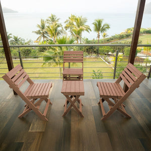 English Elm Coastal Bay Recycled Hdpe Folding Bistro Chair for Patio and Balcony Use Teak B2745P409659