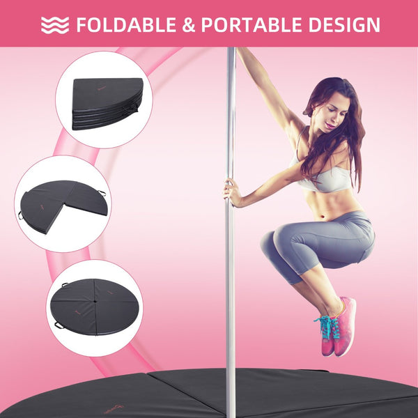 English Elm Soozier Round Pole Dance Floor Mat with High Density Foam Core for Home Training W2225P200409